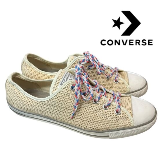 Converse All Star Women's Driftwood Beige Cloth Perforated Low Top Sneakers 9 - Picture 2 of 6